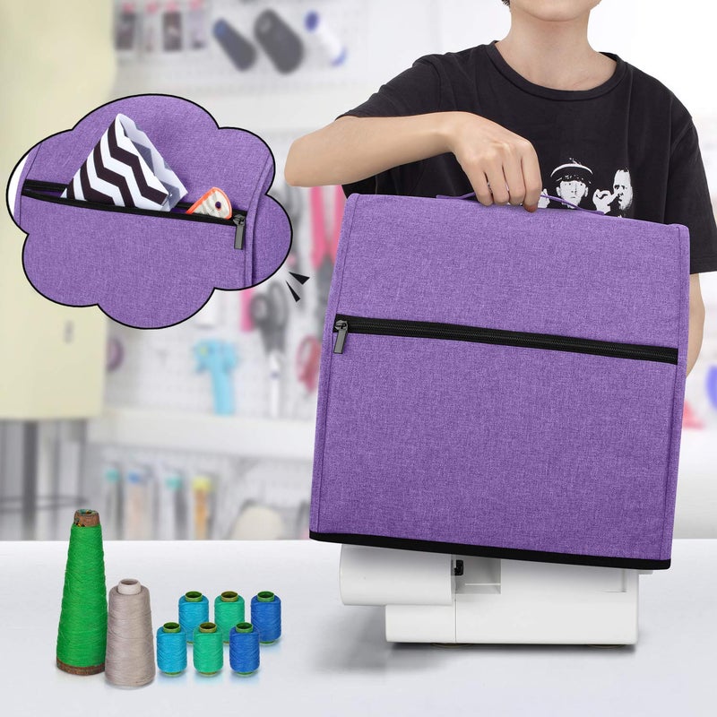 LUXJA Serger Cover with Storage Pockets for Most Standard Overlock Machines (Compatible with Singer and Brother), Purple - Image 2